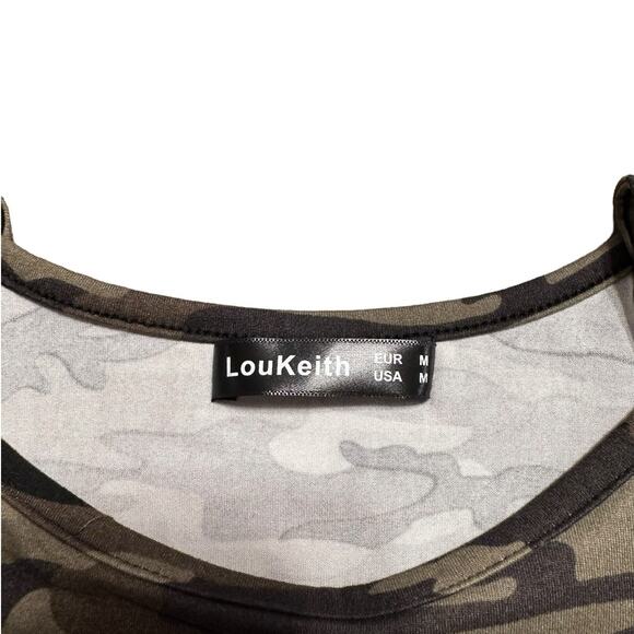 LouKeith Camo Print High Neck Tank Top Size Medium - Picture 3 of 6